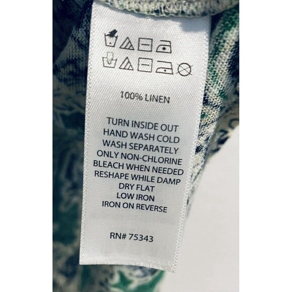 C and C California Top Women 2X Green Tropical Linen Floral Bobcat Jungle Boho - Picture 5 of 6